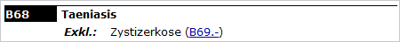 Screenshot: ICD-10-WHO Punkt-Strich-Notation in der Referenz eines Exklusivums (Source: BfArM) Screenshot: ICD-10-WHO Punkt-Strich-Notation in der Referenz eines Exklusivums